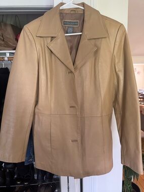 Jessica Holbrook Naturalizer Tan Leather Blazer Jacket